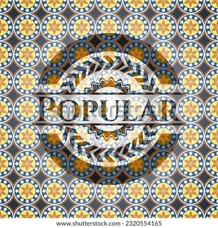 Popular arabic style badge. Arabesque decoration. 
