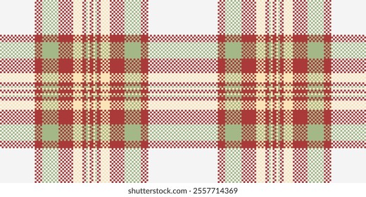 Popular background tartan texture, napkin pattern textile check. Woven plaid fabric seamless vector in white and red colors palette.