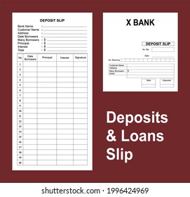 Popular Bank Deposit And Loan Slips
