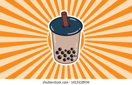 Popular Beverage in Asia Bubble Milk Tea - Vector Illustration