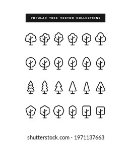 Popular Black Tree Line Vector Collections  
