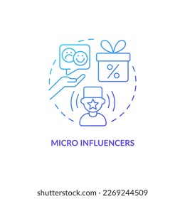 Popular bloggers blue gradient concept icon. Medical promotion. Healthcare marketing strategy abstract idea thin line illustration. Isolated outline drawing. Myriad Pro-Bold font used