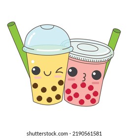 Popular Boba Drink Characters Plastic Cups Stock Vector (Royalty Free ...