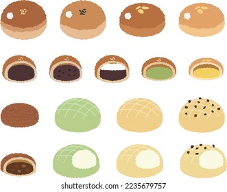 A popular bread in Japan. An assortment of vector data.