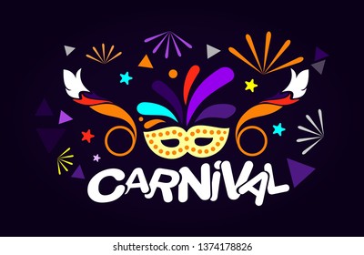 Popular Carnival Event in Brazil With Colorful Party Elements - Vector