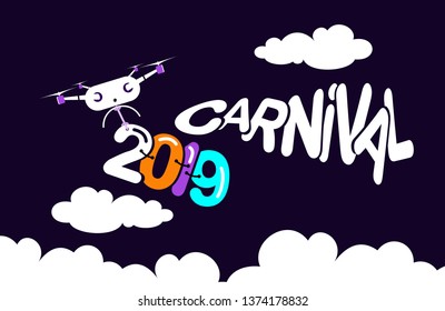 Popular Carnival Event in Brazil With Colorful Party Elements - Vector