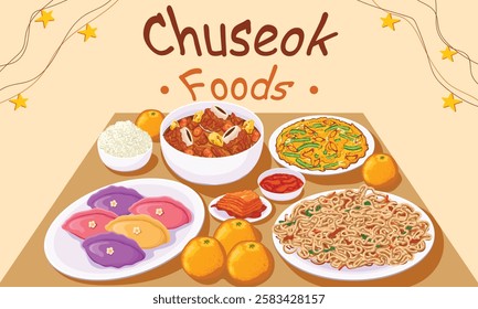 Popular Chuseok Korean Food Art – Traditional Festival Cuisine Featuring Songpyeon, Japchae, and Jeon