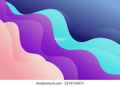 Popular colorful wavy abstract background with soft blue purple and pink gradient colors in the background. Vector Eps10