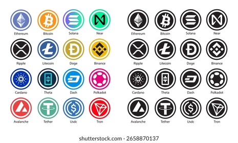 Popular Crypto Currency set Logo