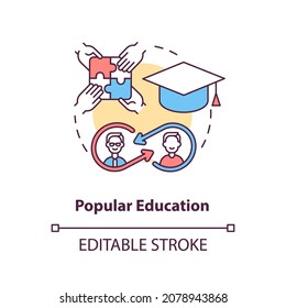 Popular education concept icon. Community change strategy abstract idea thin line illustration. People-oriented approach to education. Vector isolated outline color drawing. Editable stroke