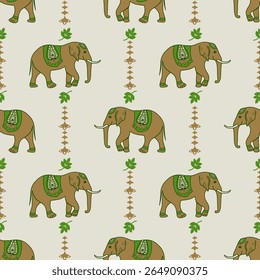 popular elephant pattern in asian style this elephant graphic is fashionable in thailand india and south east asia and this elephant and baby elephant can be for textile industry and any package