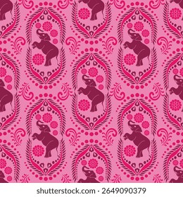 popular elephant pattern in asian style this elephant graphic is fashionable in thailand india and south east asia and this elephant and baby elephant can be for textile industry and any package