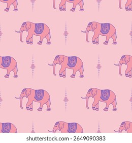popular elephant pattern in asian style this elephant graphic is fashionable in thailand india and south east asia and this elephant and baby elephant can be for textile industry and any package