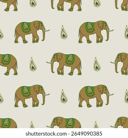 popular elephant pattern in asian style this elephant graphic is fashionable in thailand india and south east asia and this elephant and baby elephant can be for textile industry and any package