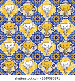 popular elephant pattern in asian style this elephant graphic is fashionable in thailand india and south east asia and this elephant and baby elephant can be for textile industry and any package