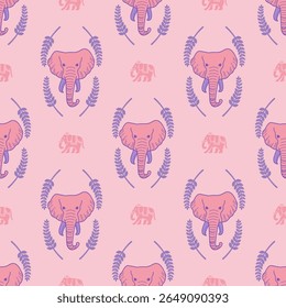 popular elephant pattern in asian style this elephant graphic is fashionable in thailand india and south east asia and this elephant and baby elephant can be for textile industry and any package