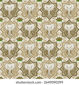 popular elephant pattern in asian style this elephant graphic is fashionable in thailand india and south east asia and this elephant and baby elephant can be for textile industry and any package
