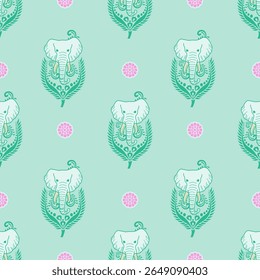 popular elephant pattern in asian style this elephant graphic is fashionable in thailand india and south east asia and this elephant and baby elephant can be for textile industry and any package