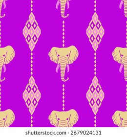 Patrón de elefante popular en estilo asiático Este gráfico de elefante está de moda en Tailandia, India y el sudeste de Asia y este elefante y bebé elefante puede ser para la industria textil y cualquier paquete