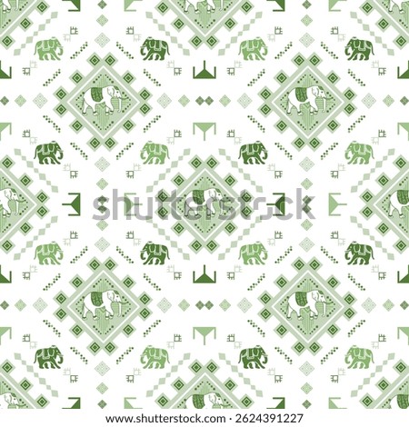 popular elephant pattern in asian style this elephant graphic is fashionable in thailand india and south east asia and this elephant and baby elephant can be for textile industry and any package