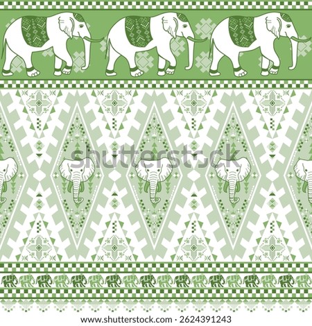 popular elephant pattern in asian style this elephant graphic is fashionable in thailand india and south east asia and this elephant and baby elephant can be for textile industry and any package