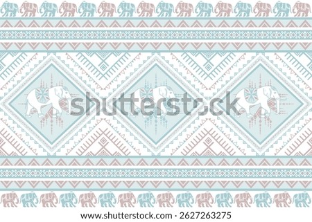popular elephant pattern in asian style this elephant graphic is fashionable in thailand india and south east asia and this elephant and baby elephant can be for textile industry and any package 