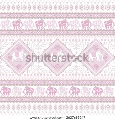 popular elephant pattern in asian style this elephant graphic is fashionable in thailand india and south east asia and this elephant and baby elephant can be for textile industry and any package