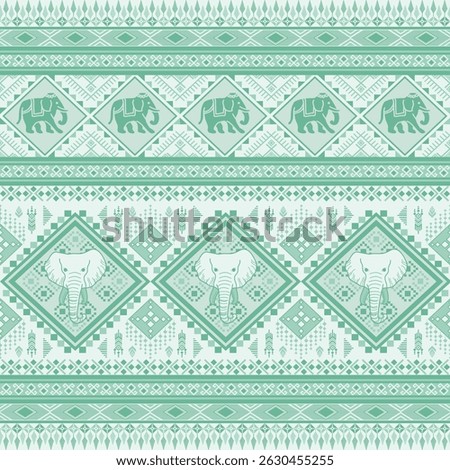 popular elephant pattern in asian style this elephant graphic is fashionable in thailand india and south east asia and this elephant and baby elephant can be for textile industry and any package 
