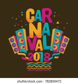 Popular Event in Brazil Carnaval Title With Colorful Party Elements. Travel destination.