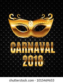 Popular Event Brazil Carnival in South America During Summe.  Background With Party Mask.  Masquerade Concept. Vector Illustration EPS10
