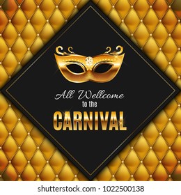 Popular Event Brazil Carnival in South America During Summe.  Background With Party Mask.  Masquerade Concept. Vector Illustration EPS10