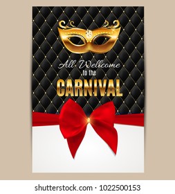 Popular Event Brazil Carnival in South America During Summe.  Background With Party Mask.  Masquerade Concept. Vector Illustration EPS10