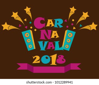 	
Popular Event Brazil Carnival Title With Colorful Party Elements. Travel destination in South America During Summer