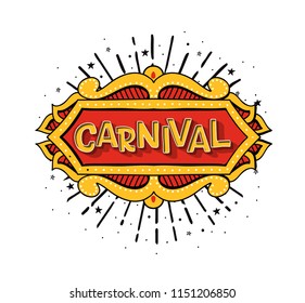 Popular Event Brazil Carnival Title With Colorful frame. Travel destination in South America During Summer. Vector logo for Carnival, poster for dance carnival show.