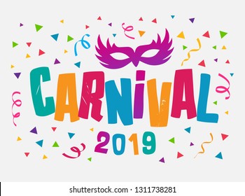 Popular Event in Brazil. Carnival Title With Colorful Party Elements. Travel destination. Carnival Festival Vector design