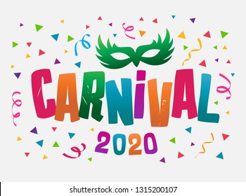 Popular Event in Brazil. Carnival Title With Colorful Party Elements. Travel destination. Carnival Festival Vector design