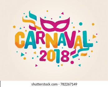 Popular Event in Brazil. Carnival Title With Colorful Party Elements. Travel destination.