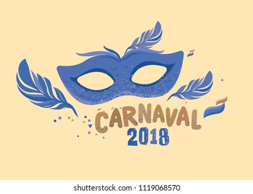 Popular Event in Brazil. Festive Mood. Carnaval Title With Colorful Party Elements. Travel destination. Brazilian Rythm, Dance and Music.