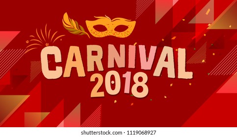 Popular Event in Brazil. Festive Mood. Carnaval Title With Colorful Party Elements. Travel destination. Brazilian Rythm, Dance and Music.