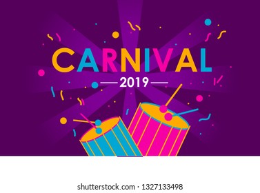 Popular Events in Brazil. Carnival title with colorful party elements for banners, posters or greeting cards. -vector