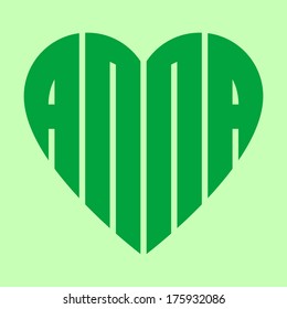 a popular female name Anna in heart