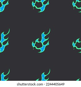 Popular Fire Vector Cartoon 2023. Old school seamless pattern.