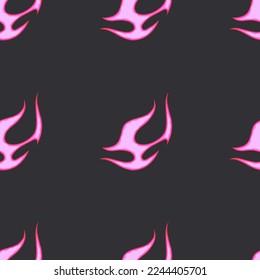 Popular Fire Vector Cartoon 2023. Old school seamless pattern.