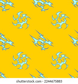 Popular Fire Vector Cartoon 2023. Old school seamless pattern.
