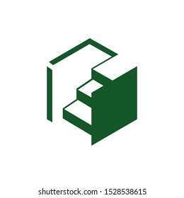 popular geometric hexagonal Stairs logo design element vector template
