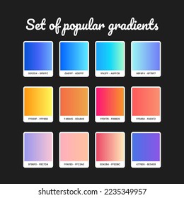 Popular gradient set. Colorful gradient background. Popular abstract background.