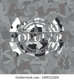 Popular grey camouflage emblem. Vector Illustration.