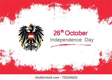 Popular grunge style vector for Austria's independence day on october 26th with the colors of the country's flag and coat of arms. Vintage style national holiday design.