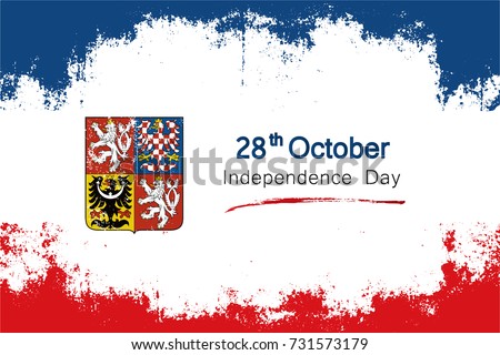 Popular grunge style vector for Czech Republic's independence day on october 28th with the colors of the country's flag and coat of arms. Vintage style national holiday design.