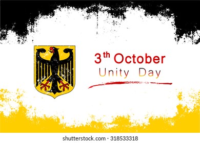 Popular grunge style vector for Germany unity and national day on october 3 with the colors and symbol of the country's flag.